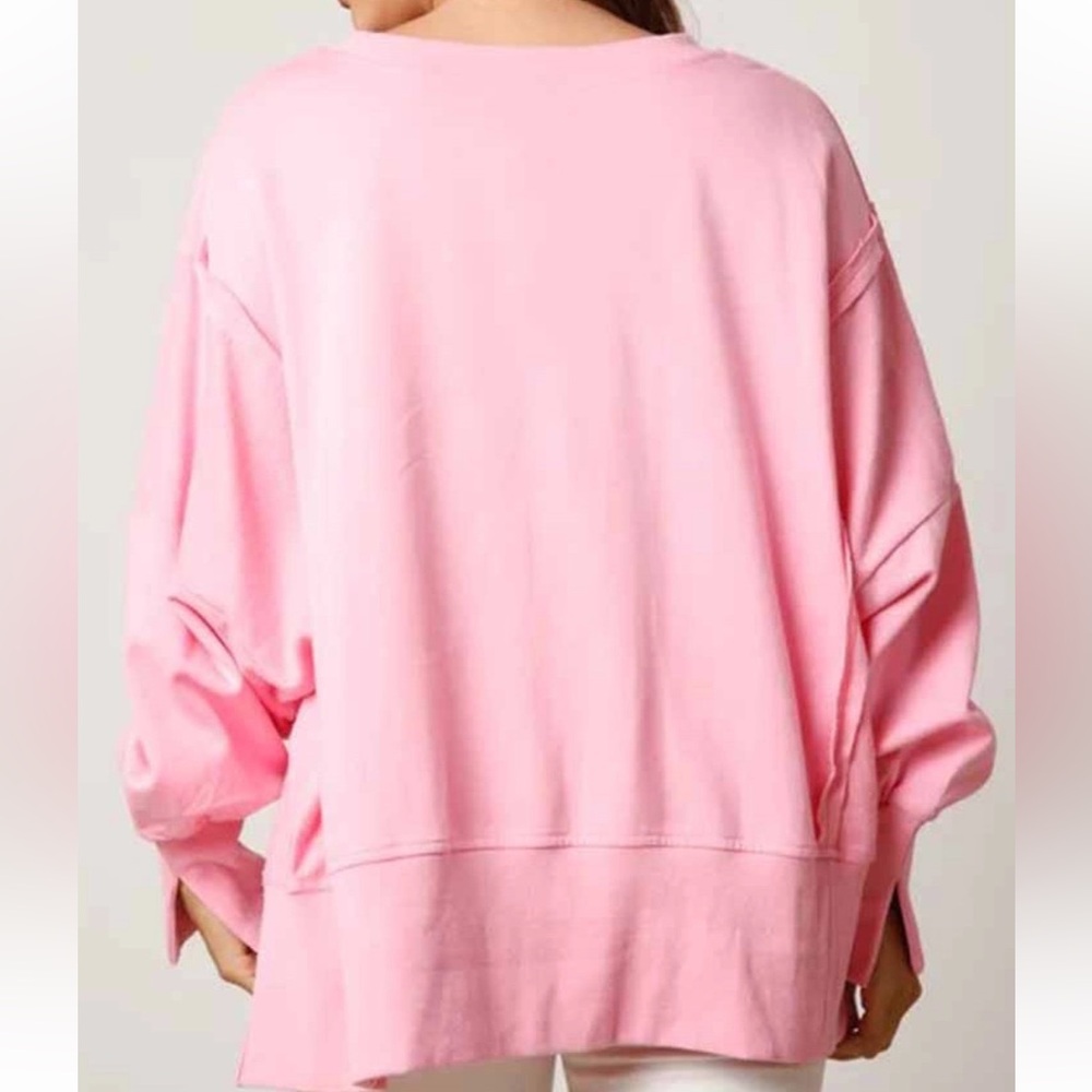 Fantastic Fawn Pink Candy Cane Sequin Sweatshirt. M NWOT - Picture 2 of 8